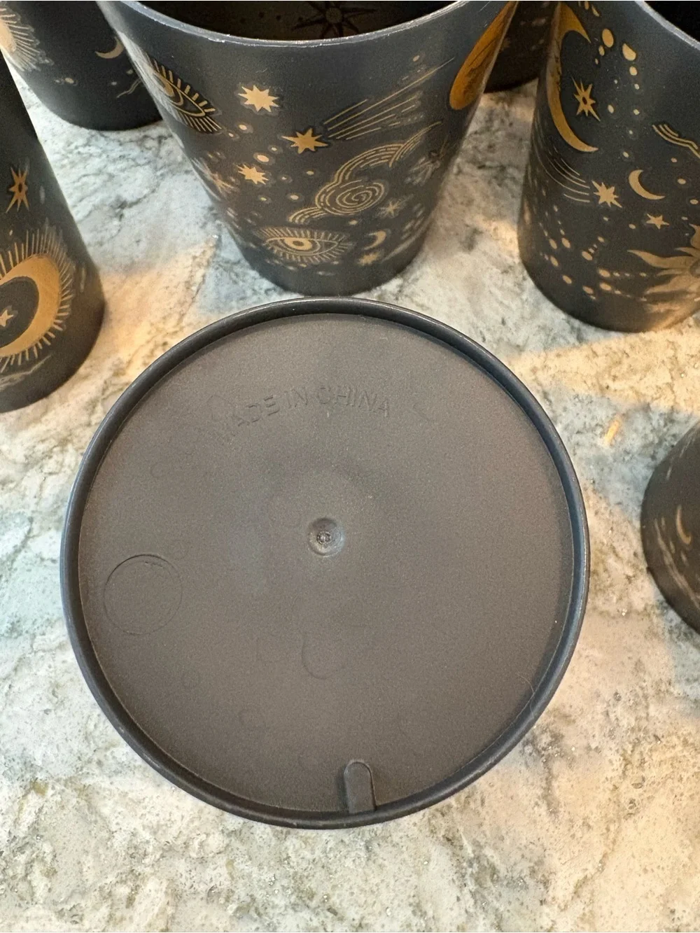 Cynthia Rowley Celestial Black Tumbler Cups, 16 oz, set of 12